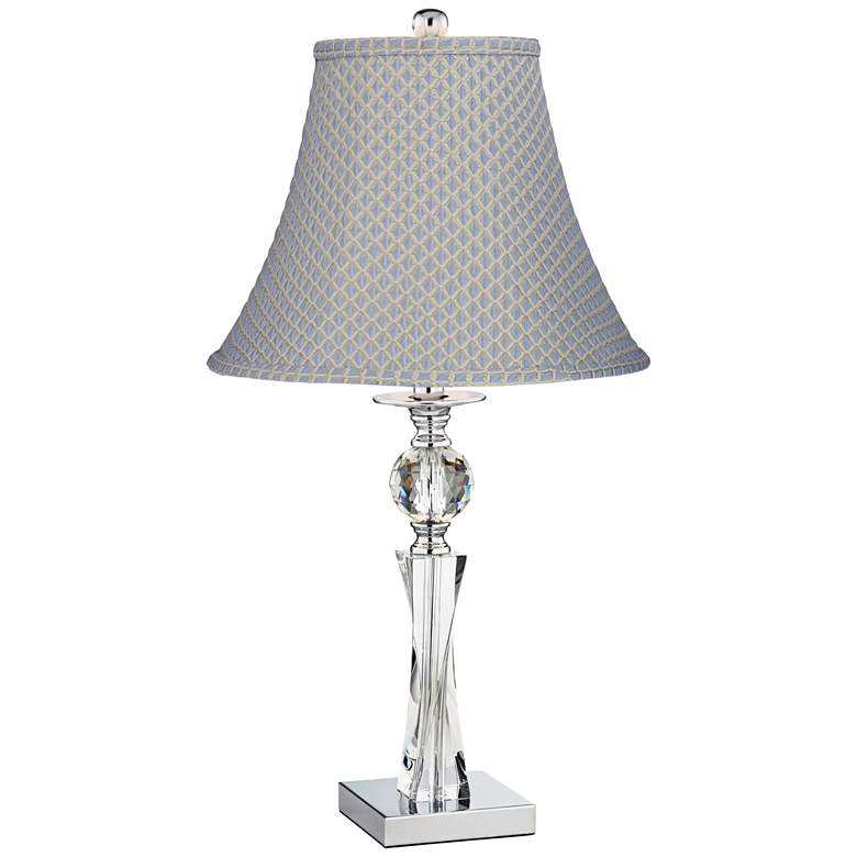 Image 1 Julian Crystal Twist Column Table Lamp with Blue Bell Shade