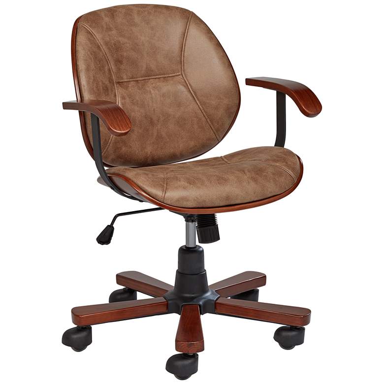 Julian Walnut Veneer and Steel Adjustable Swivel Office Chair
