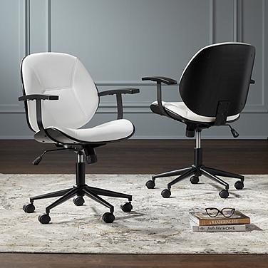 Julian White Fabric Adjustable Swivel Office Chairs Set of 2