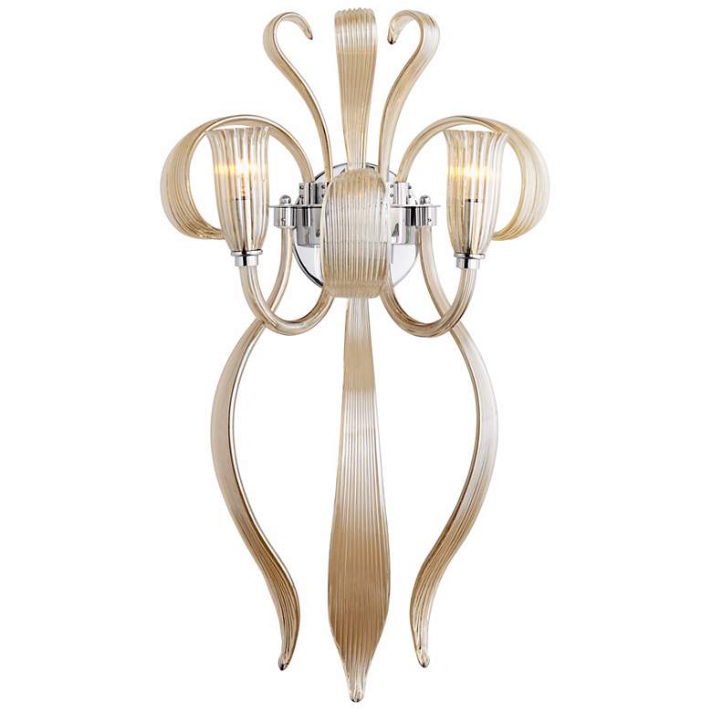 Image 1 Juliana 28" High Cognac Murano Style Glass Wall Sconce