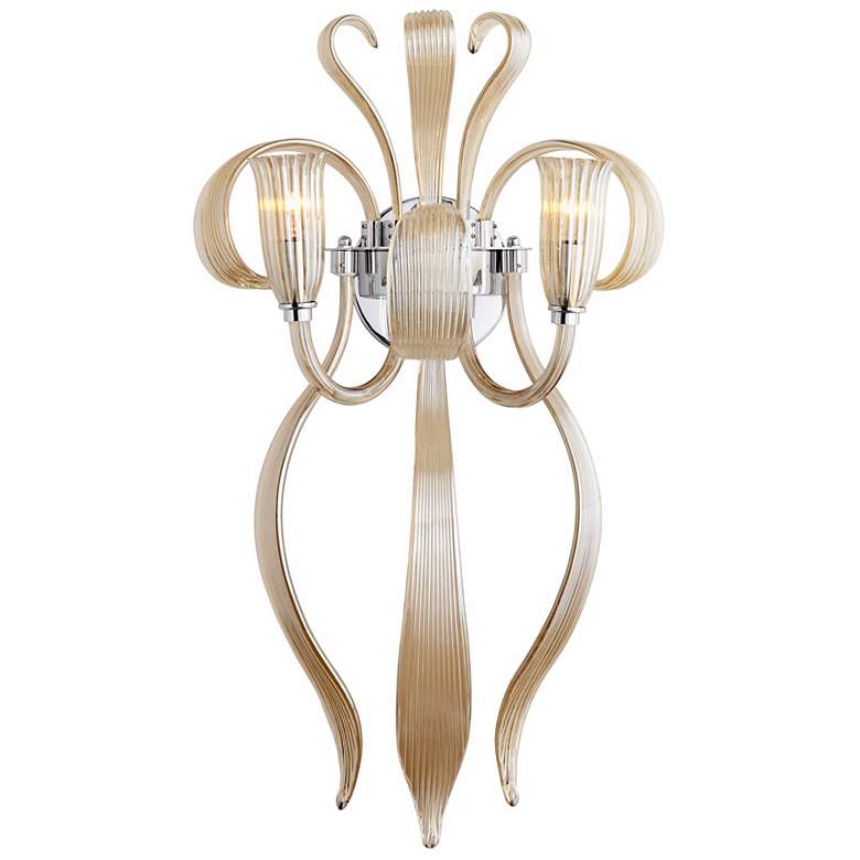 Image 1 Juliana 28 inch High Cognac Murano Style Glass Wall Sconce