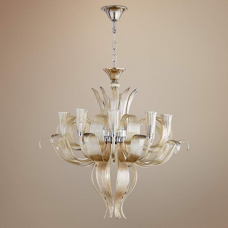 Image 1 Juliana 34 inch Wide Murano Cognac 10-Light Glass Chandelier