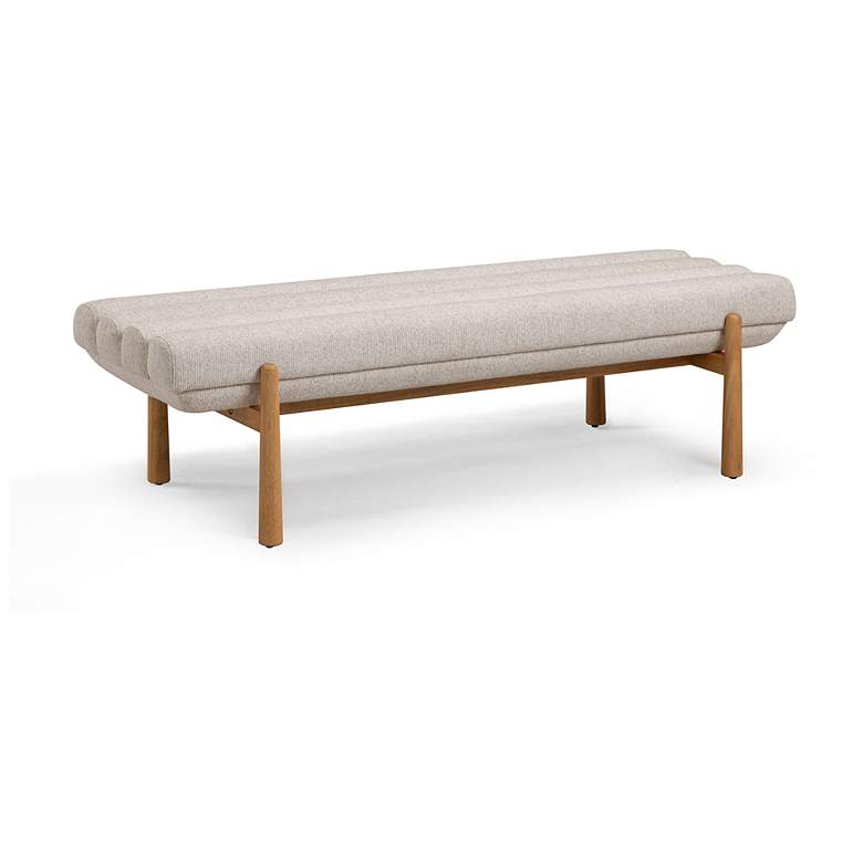 Bumpy Textured Bench Design Julianna Cream Textured Fabric Bench - #7086W | Lamps Plus