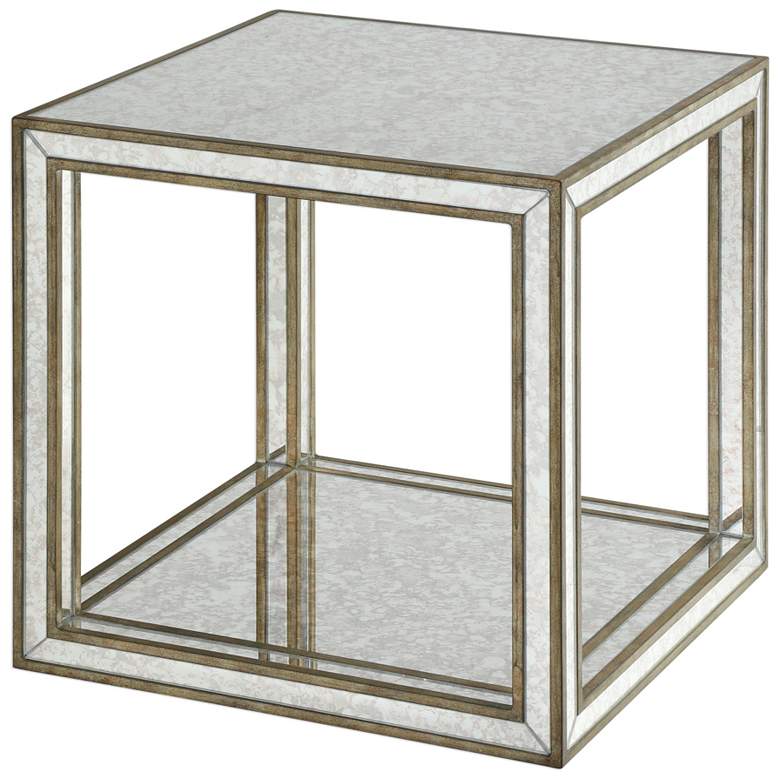 Image 1 Julie 18 1/2"W Burnished Antique Gold Mirrored Accent Table