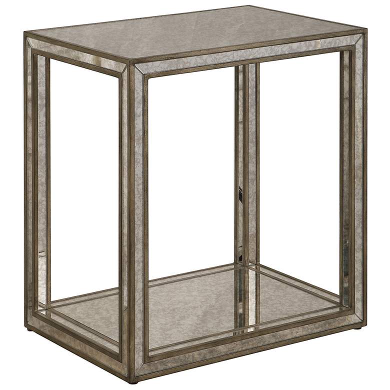 Image 2 Julie 22" Wide Burnished Antique Gold Mirrored End Table
