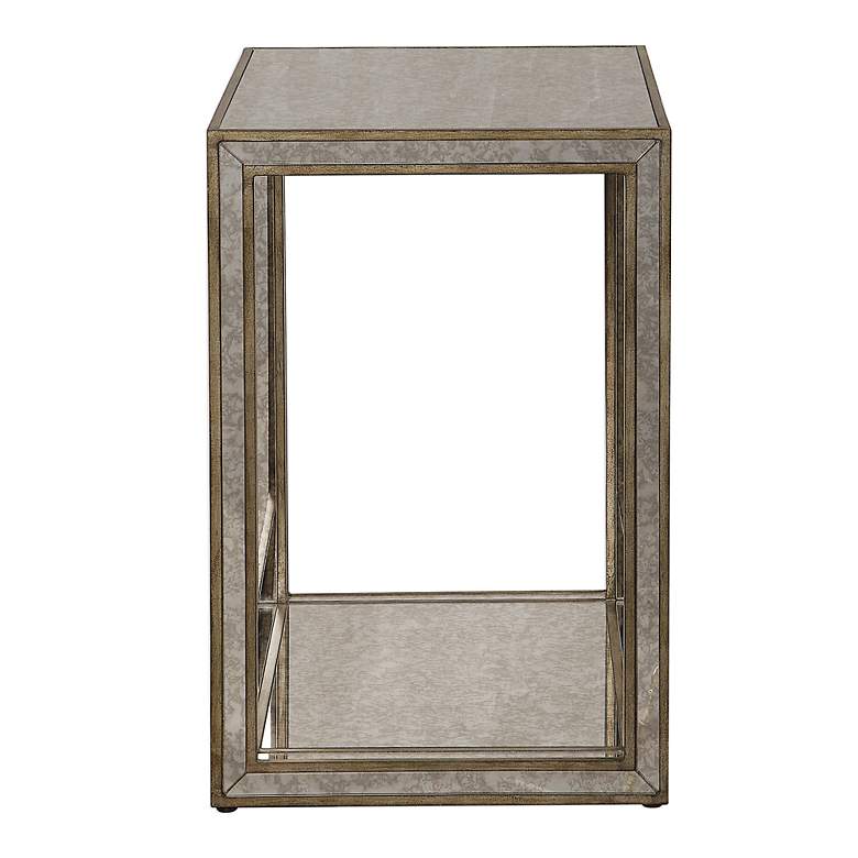 Image 4 Julie 22" Wide Burnished Antique Gold Mirrored End Table more views