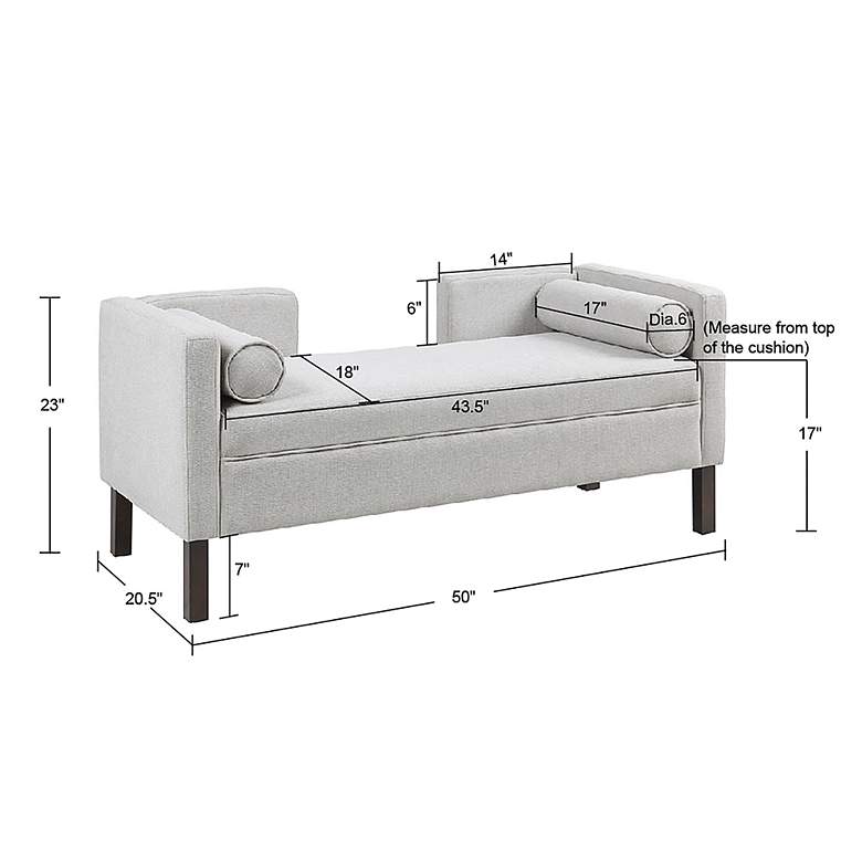 Image 7 Julie 50" Wide Gray Fabric Accent Bench more views