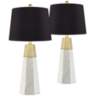 Julie Tapered Column Black Shade Table Lamps Set of 2