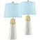Julie Tapered Column Blue Softback Table Lamps Set of 2
