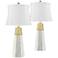 Julie Tapered Column White Shade Table Lamps Set of 2