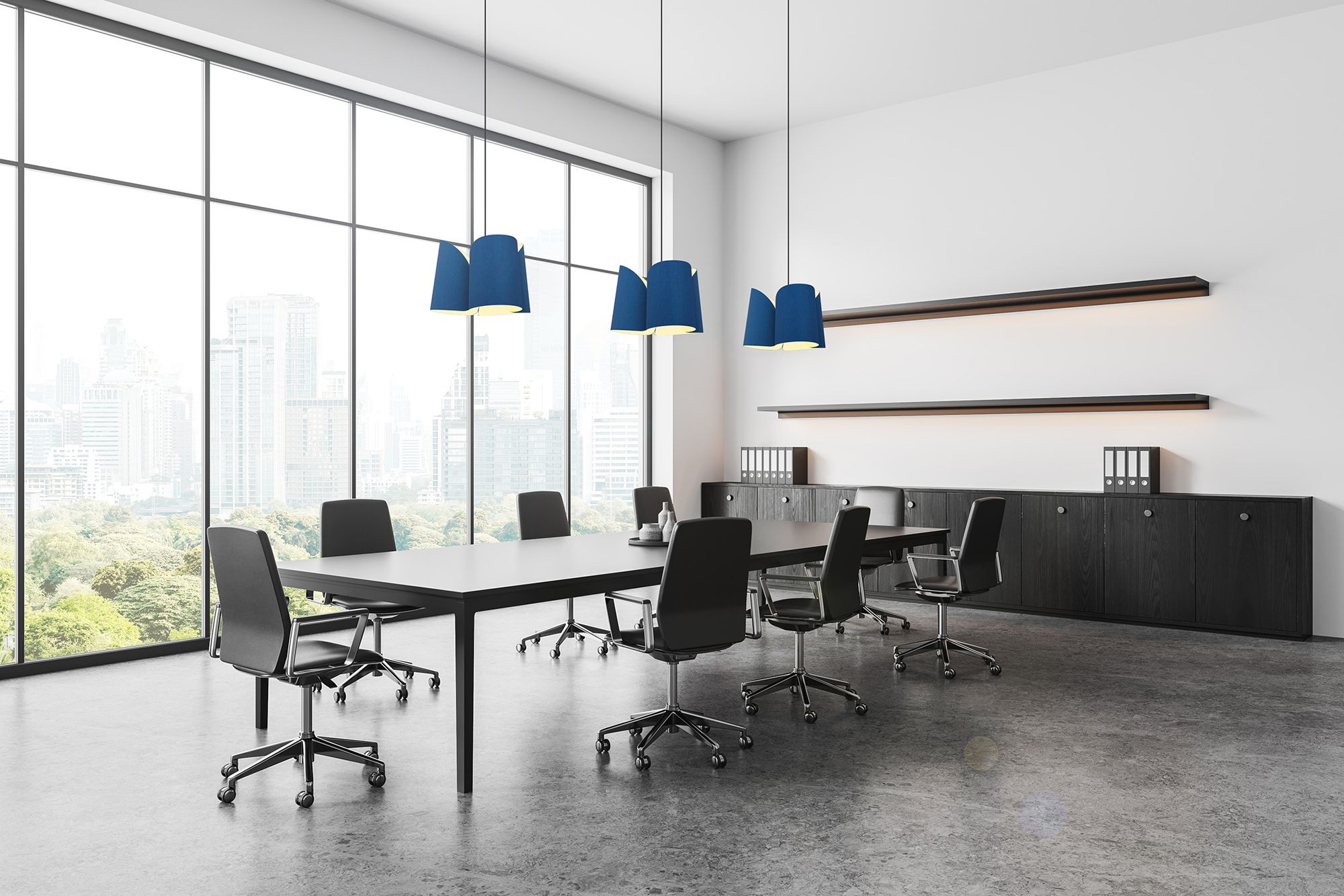 Image 2 Julieta 18" Wide Black Finish Pendant Blue Shade more views