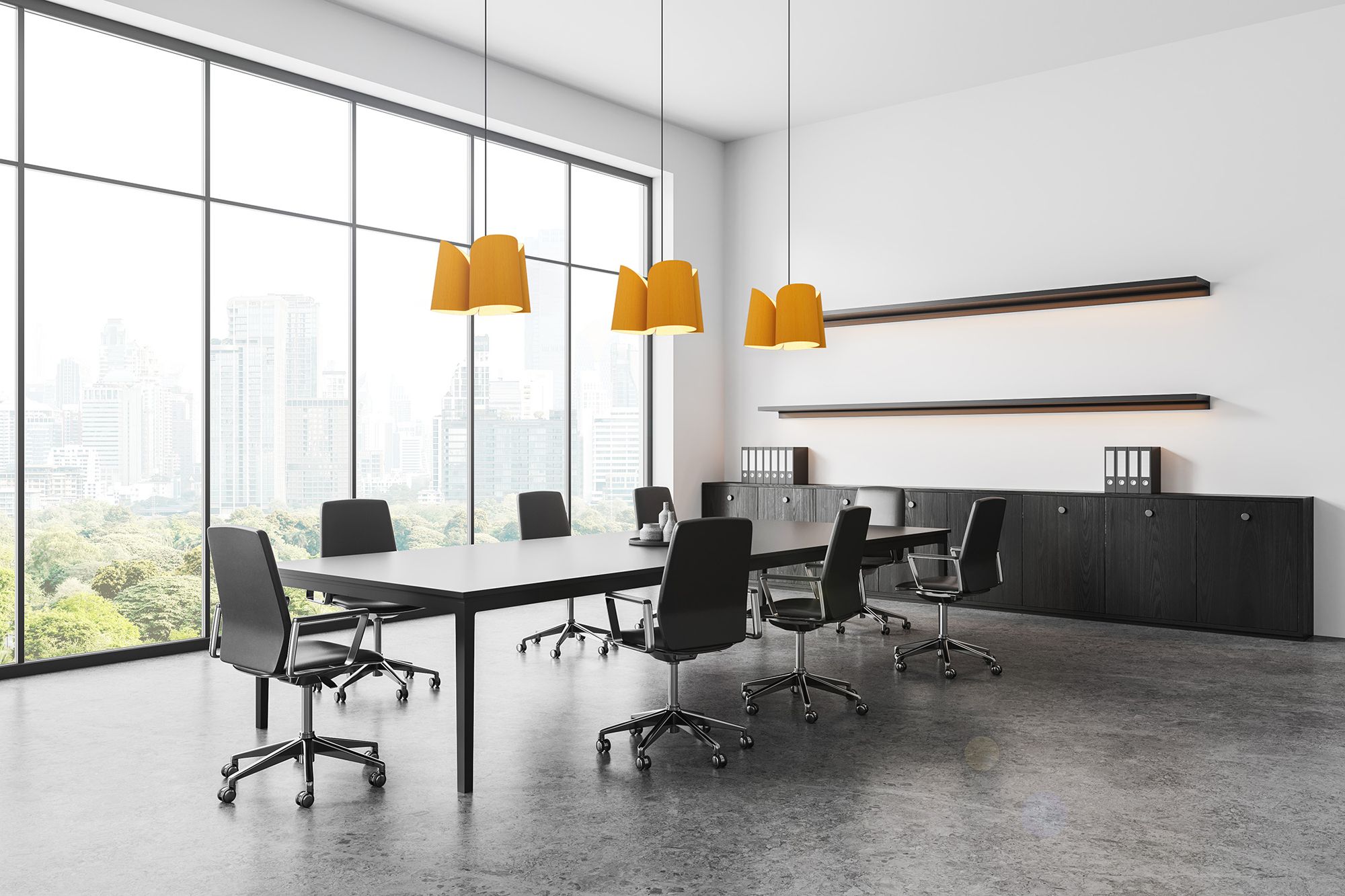 Image 2 Julieta 18" Wide Black Finish Pendant Ocher Shade more views