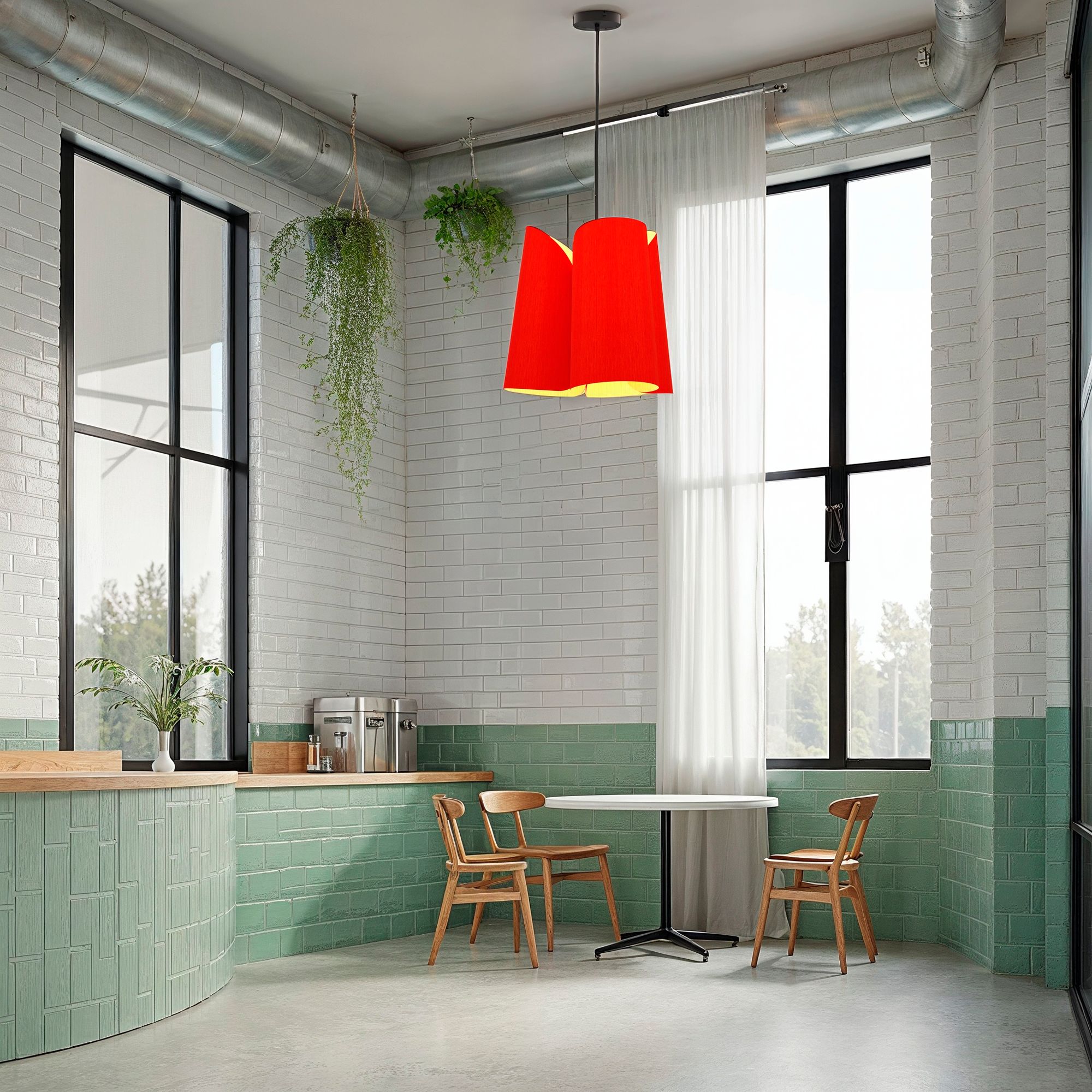Image 2 Julieta 20" Wide Black Finish Pendant Red Shade more views