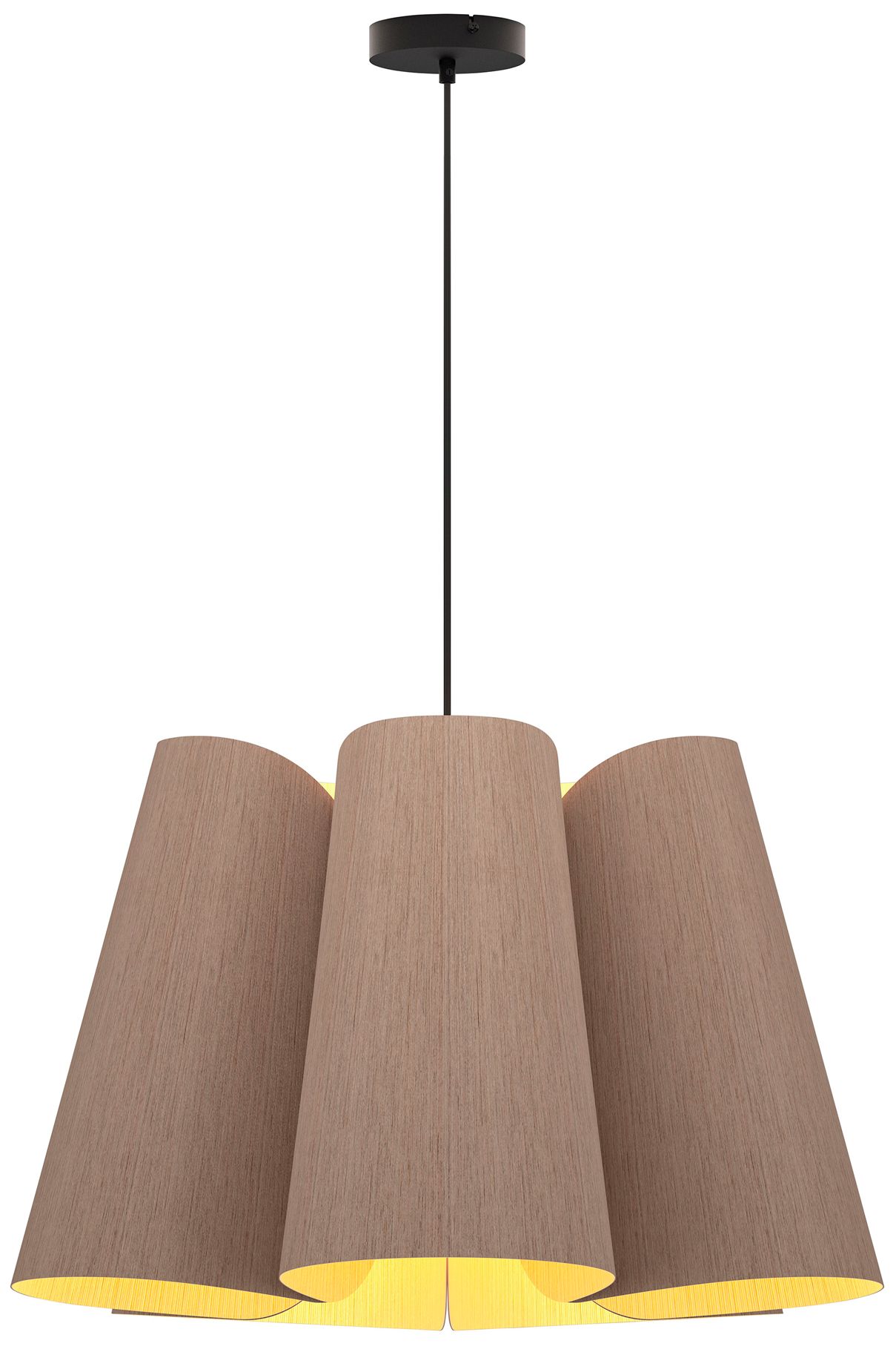 Julieta 28" Wide Black Finish Pendant Grey Oak Shade