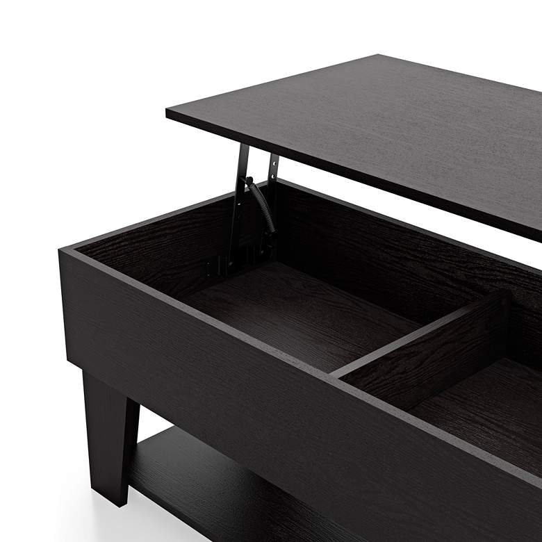Image 4 Julieta 39 1/4"W Black Lifted-Top Coffee Table w/ LED Lights more views