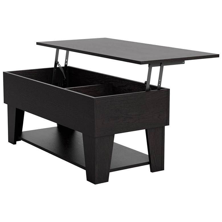 Image 6 Julieta 39 1/4"W Black Lifted-Top Coffee Table w/ LED Lights more views