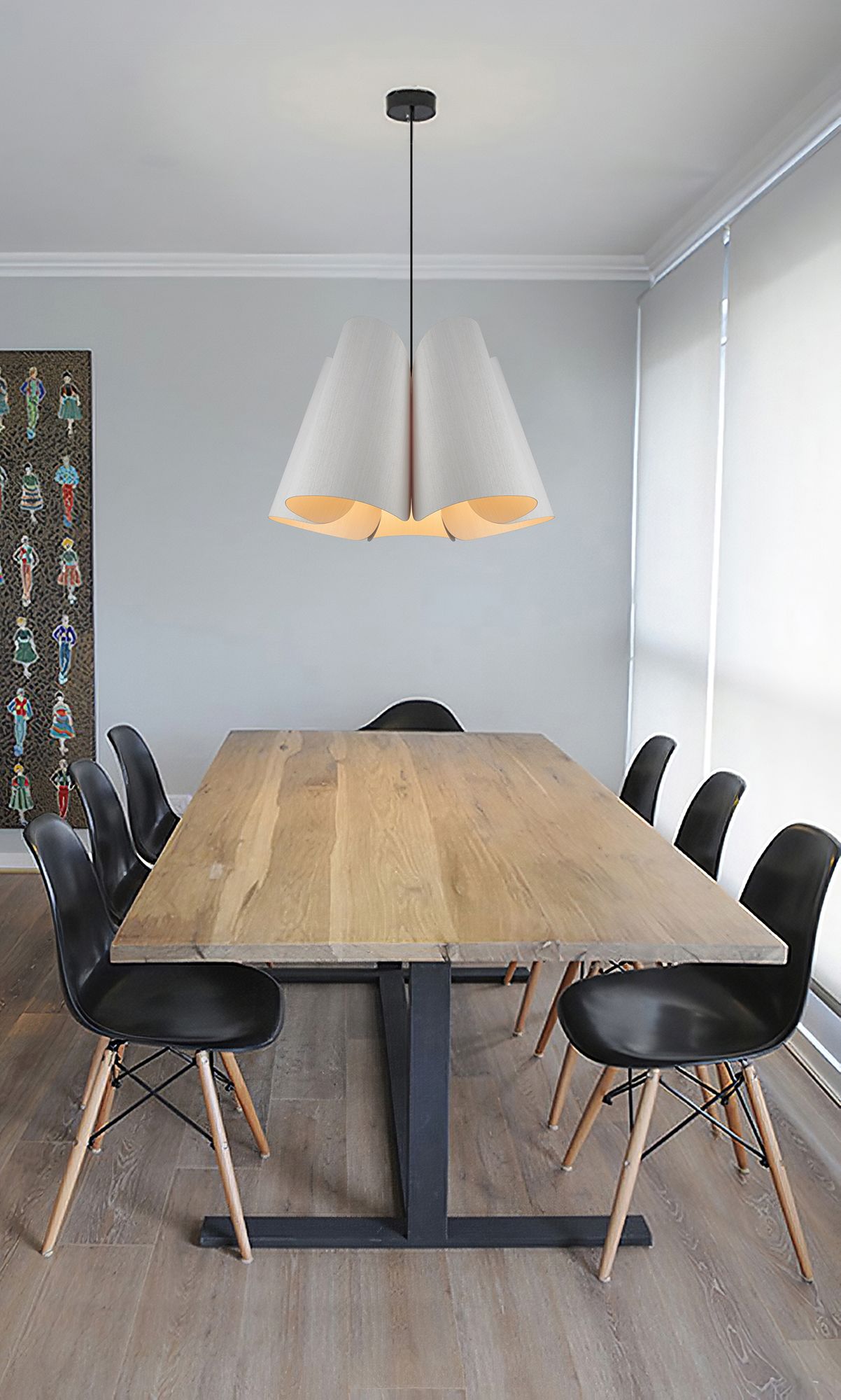 Image 3 Julieta Pendant WEP Light - Black Finish - Grey Oak Shade Made to Order more views