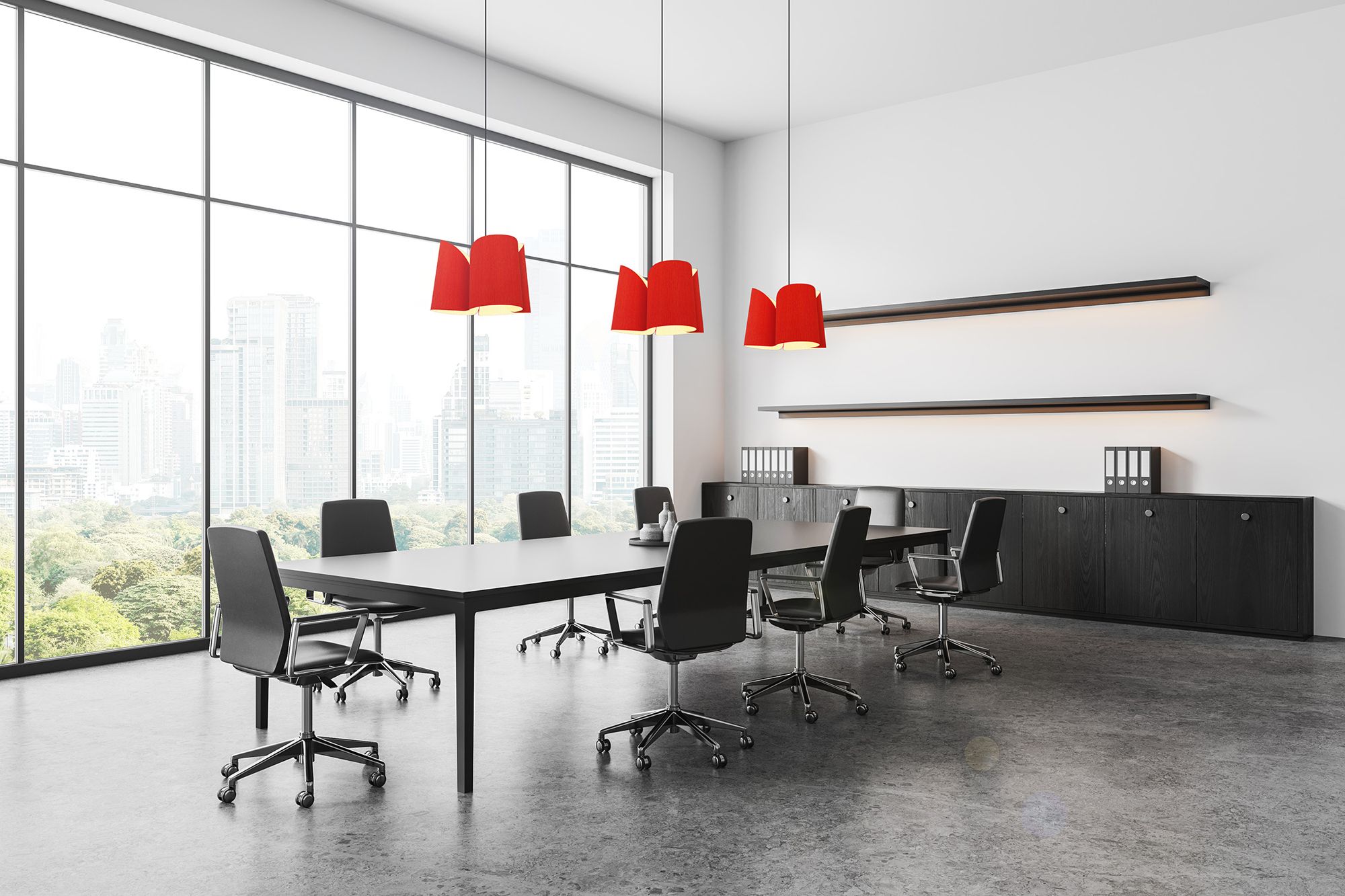 Image 2 Julieta Pendant WEP Light Collection - Black Finish - Red Shade more views