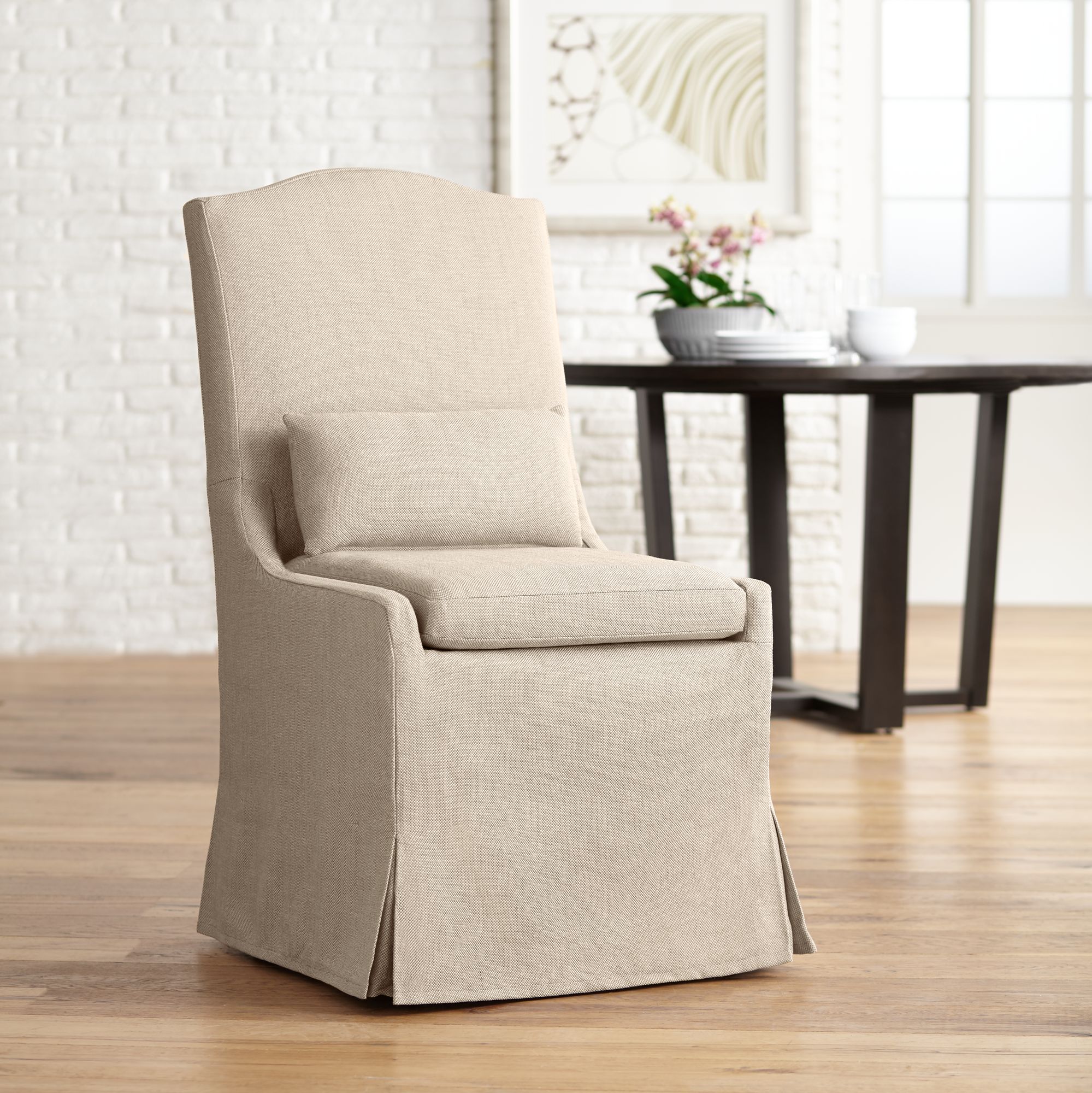 Juliete Hamlet Pebble Slipcover Dining Chair 8G652 Lamps Plus