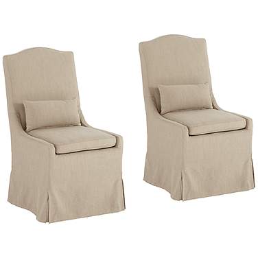 Juliete Hamlet Pebble Tan Slipcover Dining Chairs Set of 2