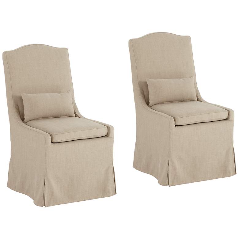 Image 2 Juliete Hamlet Pebble Tan Slipcover Dining Chairs Set of 2