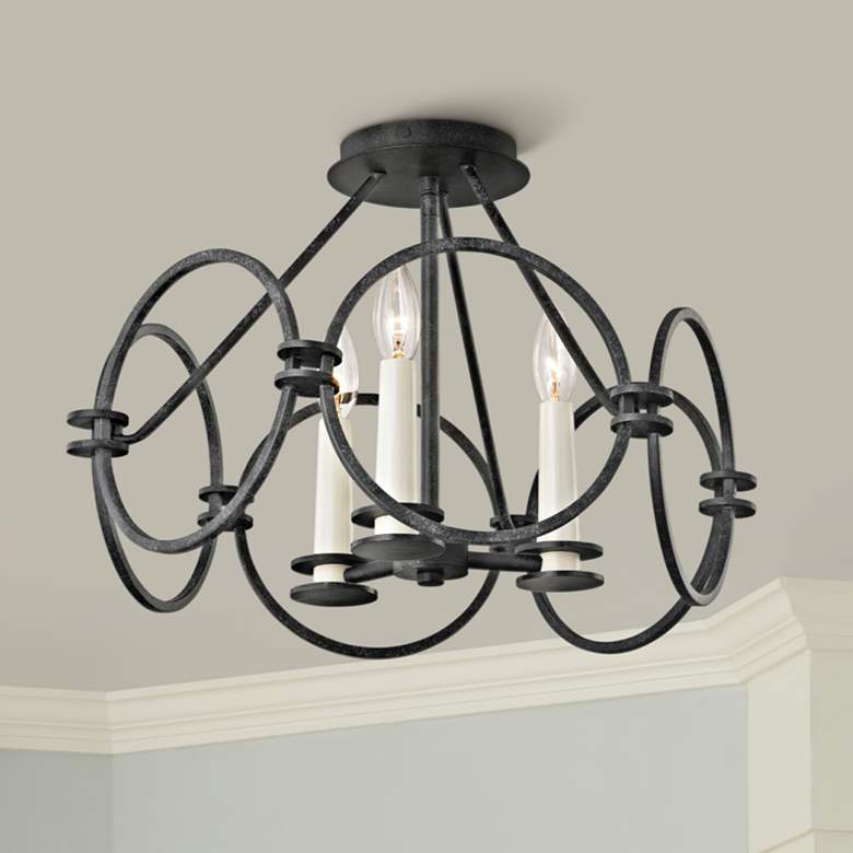 Image 1 Juliette 18 1/2 inch Wide Country Iron 3-Light Ceiling Light