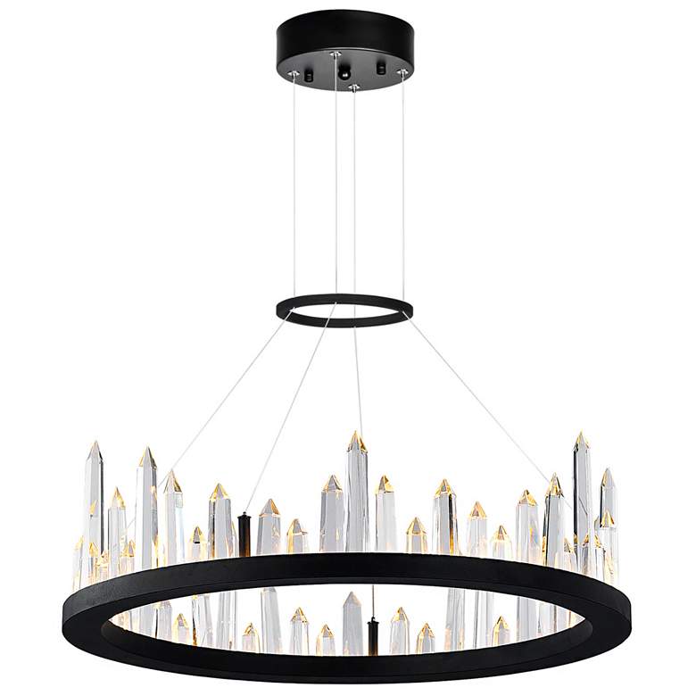 Image 1 Juliette 24" Wide Black LED Crystal Ring Chandelier