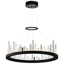 Juliette 24" Wide Black LED Crystal Ring Chandelier