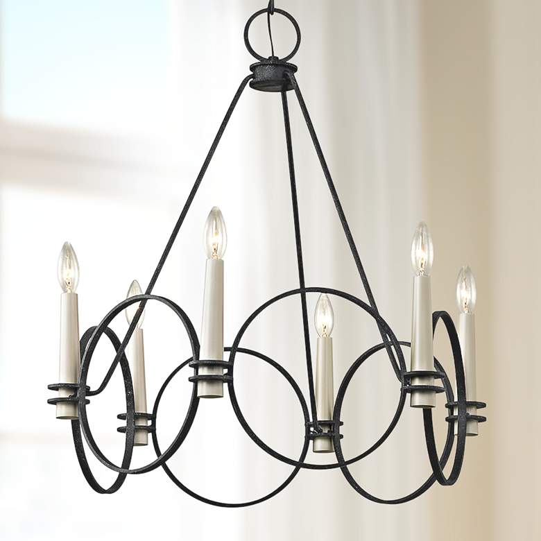 Image 1 Juliette 25 1/2 inch Wide Country Iron 6-Light Chandelier