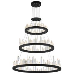 Juliette 42"W Black LED Three-Tier Crystal Ring Chandelier