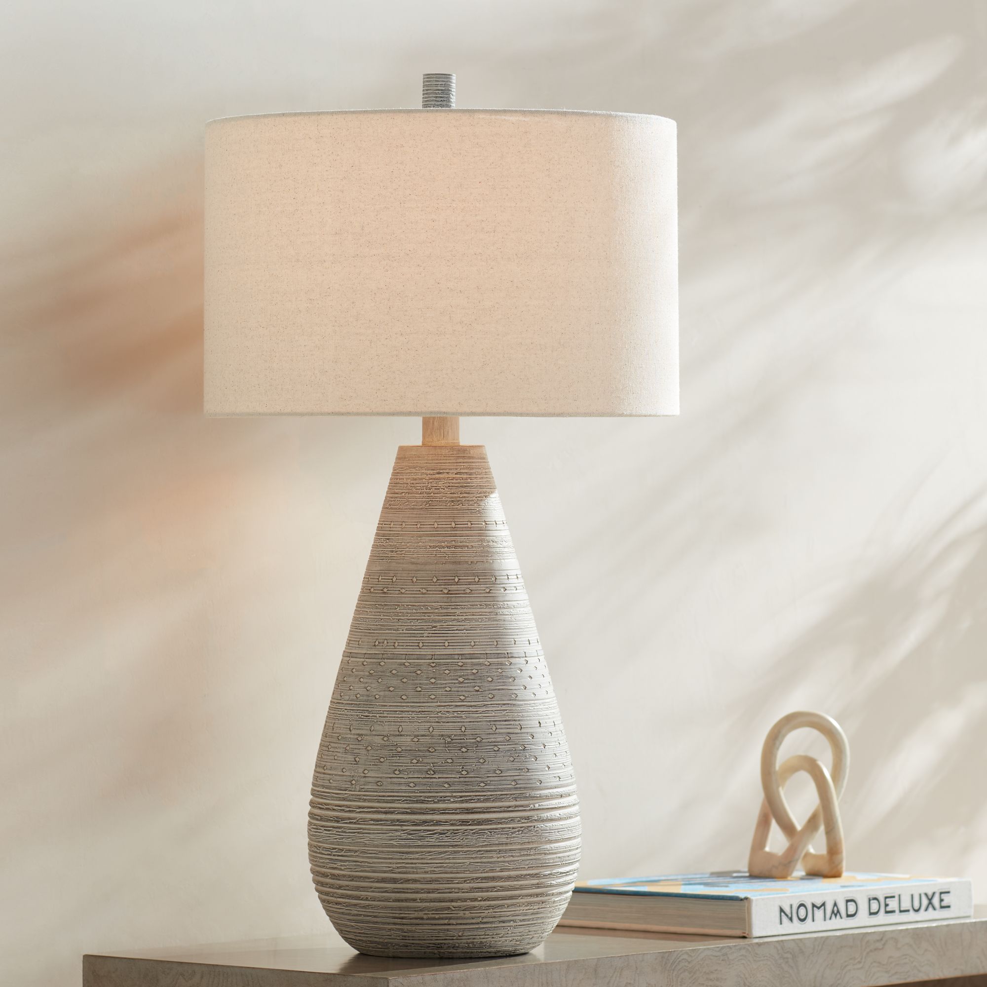Julio Natural Gray Modern Ceramic Vase Table Lamp