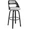 Julius 26 in. Barstool in Black Finish with Gray Faux Leather