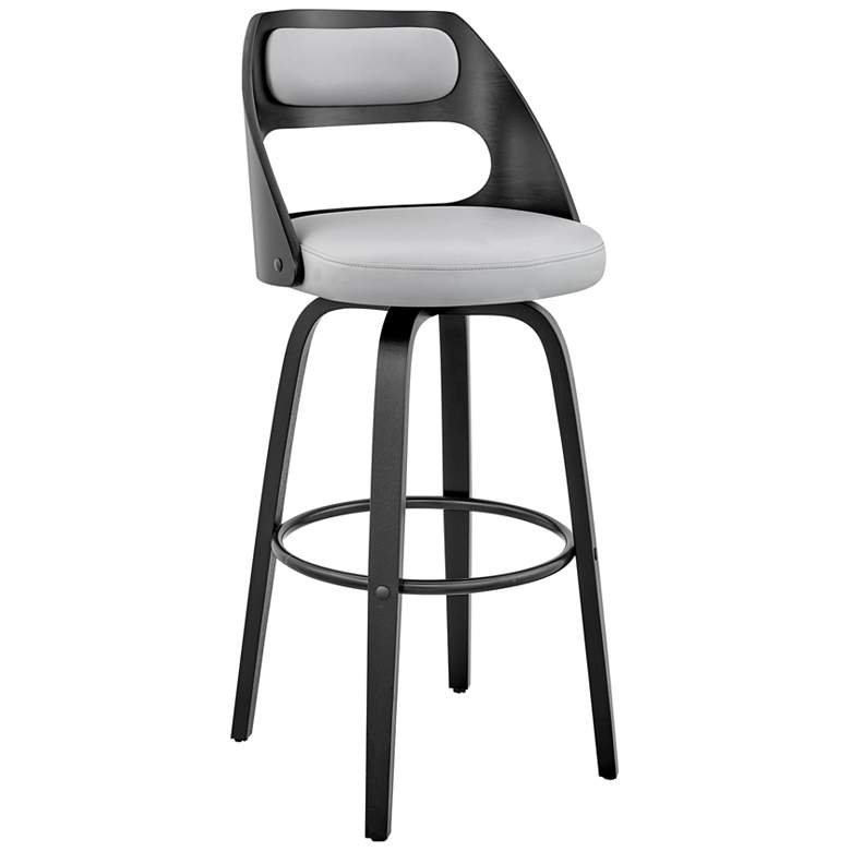 Image 1 Julius 26 in. Barstool in Black Finish with Gray Faux Leather