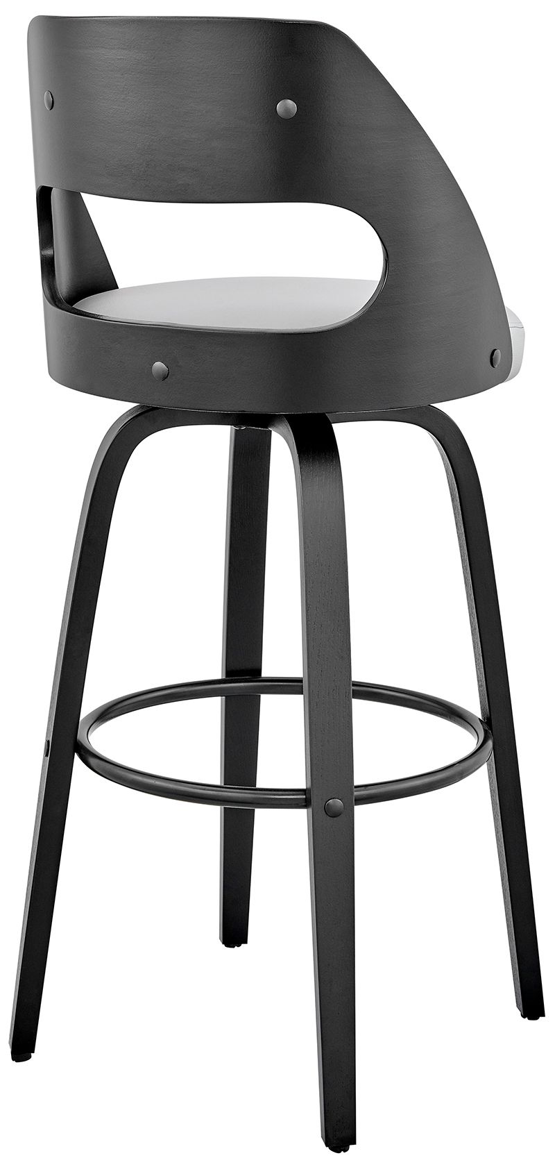 Image 5 Julius 26 in. Barstool in Black Finish with Gray Faux Leather more views