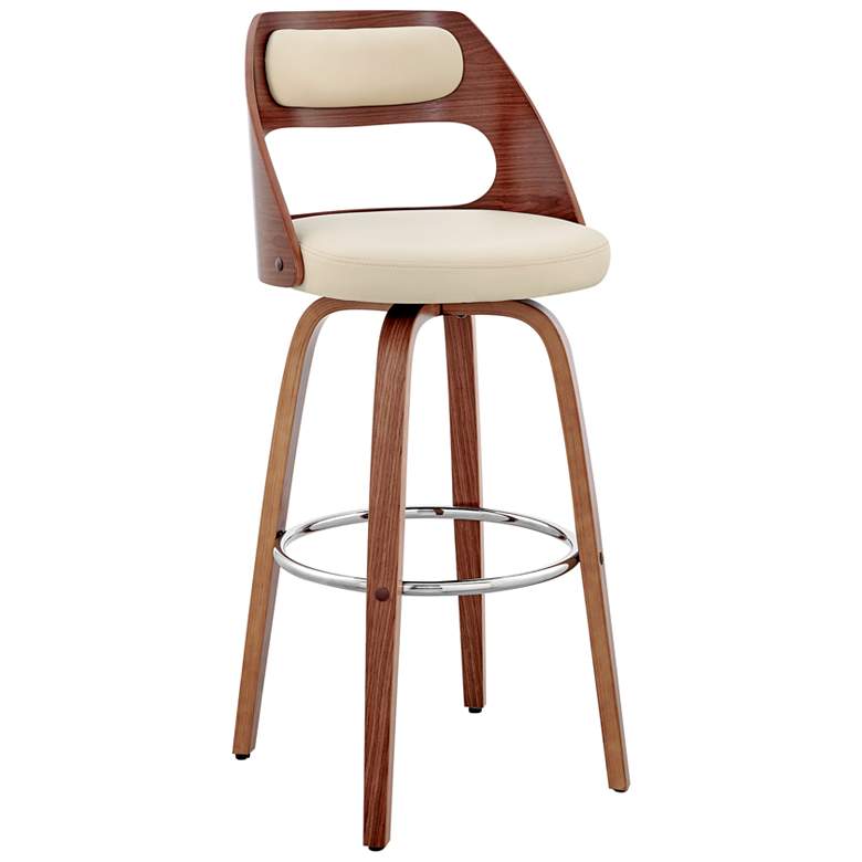 Image 1 Julius 26 in. Barstool in Walnut Finish with Cream Faux Leather