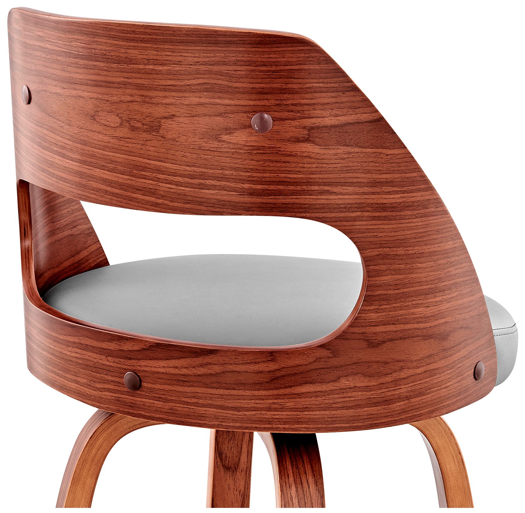 Julius 26 in. Barstool in Walnut Finish with Gray Faux Leather