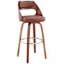 Julius 30 in. Barstool in Walnut Finish with Brown Faux Leather