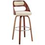 Julius 30 in. Barstool in Walnut Finish with Cream Faux Leather