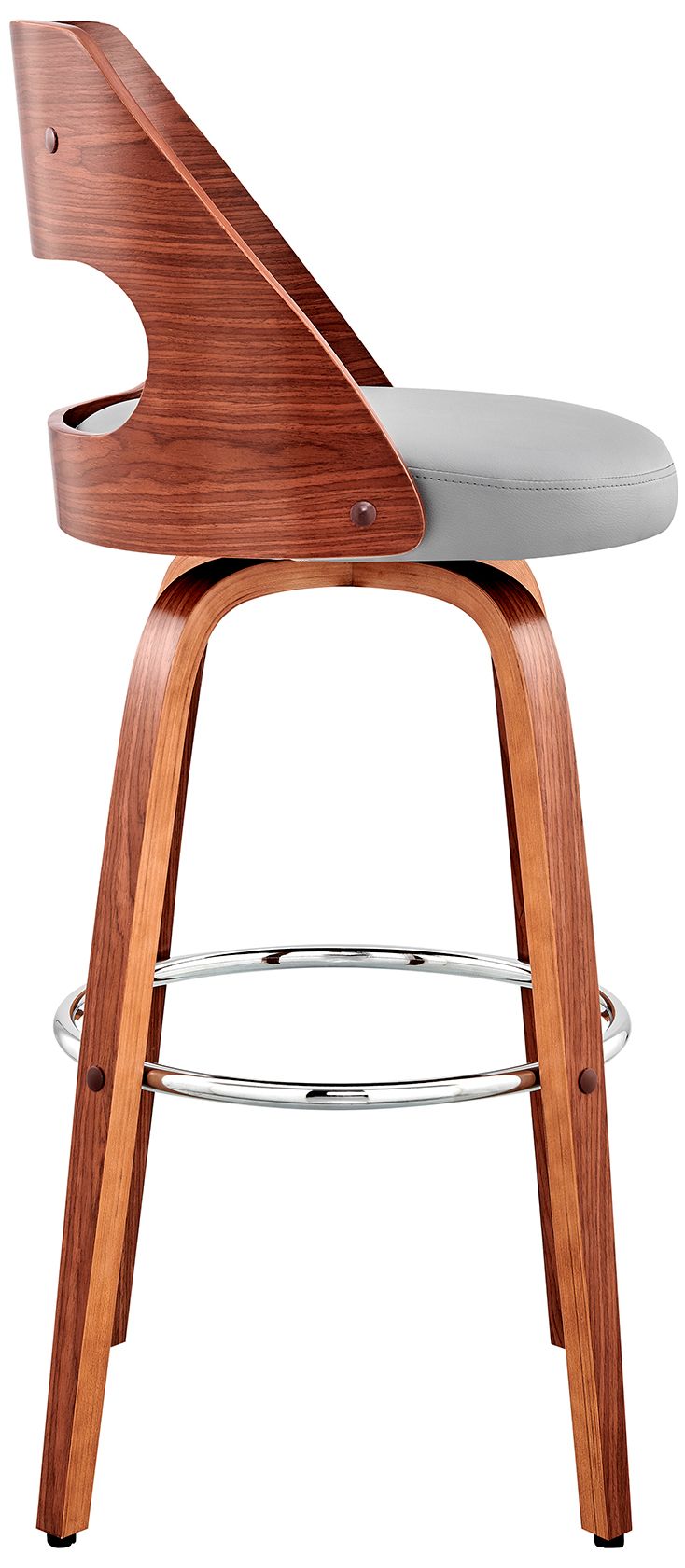 Image 4 Julius 30 in. Barstool in Walnut Finish with Gray Faux Leather more views