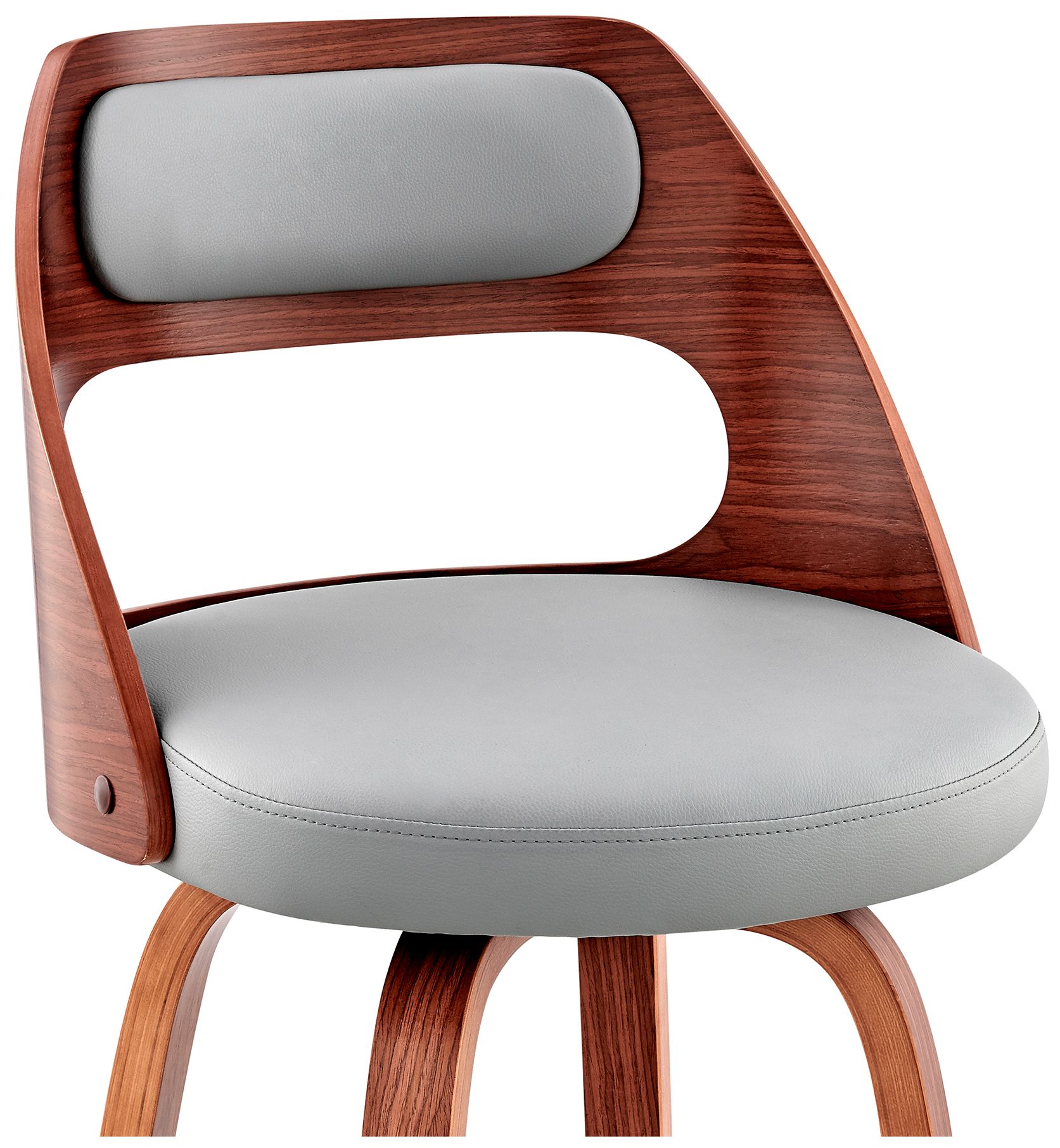 Image 7 Julius 30 in. Barstool in Walnut Finish with Gray Faux Leather more views