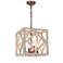 Julle 12" Wide Weathered Wood 4-Light Square Chandelier