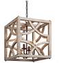 1_Julle 14.2" Wide Distressed Wood 4-Light Square Chandelier