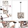 5_Julle 14.2" Wide Distressed Wood 4-Light Square Chandelier more views