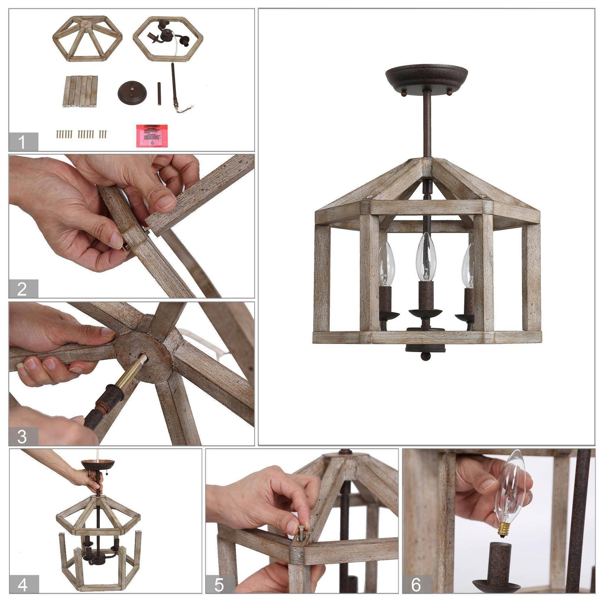 Image 7 Julle 14" Wide Wood 3-Light Ceiling Light more views