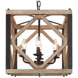 Julle 4-Light 14.2" Wide Square Wood Chandelier