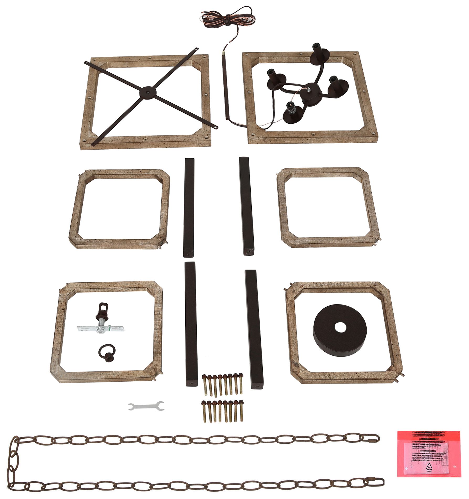 Image 5 Julle 4-Light 14.2" Wide Square Wood Chandelier more views
