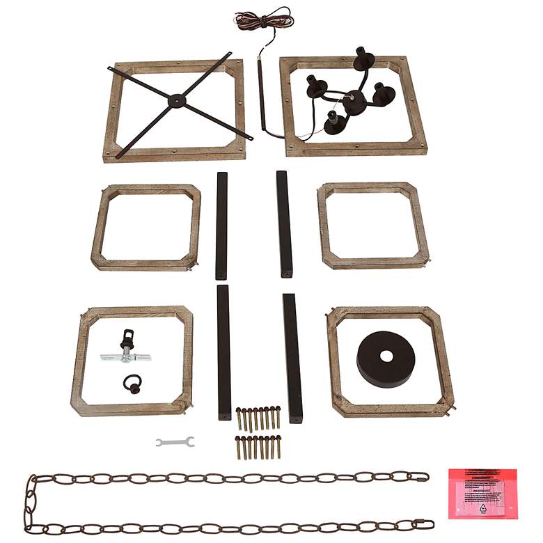 Image 5 Julle 4-Light 14.2" Wide Square Wood Chandelier more views