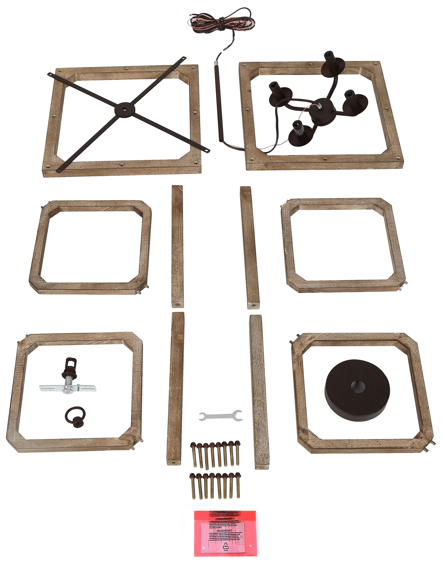 Image 6 Julle 4-Light 14.2" Wide Square Wood Chandelier more views