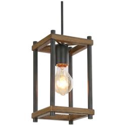 Julle 5" Wide 1-Light Wood Grain Pendant Light