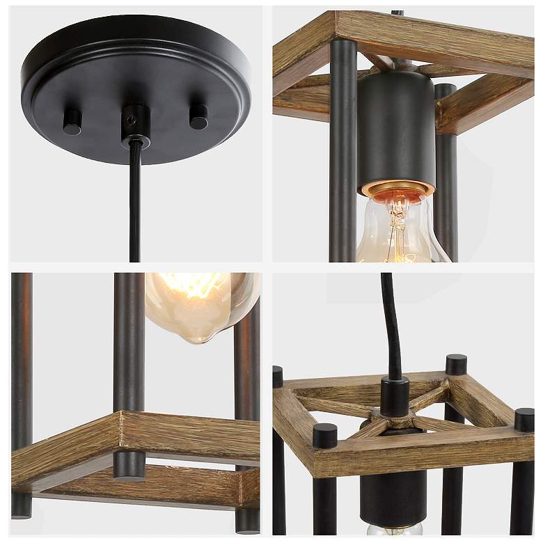 Image 2 Julle 5" Wide 1-Light Wood Grain Pendant Light more views